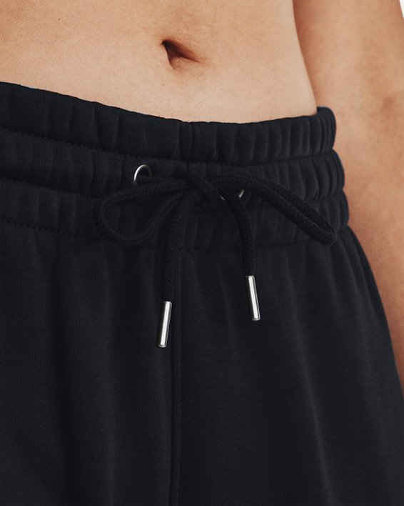 Women's UA Essential Fleece Tapered Pants in Black image number 3